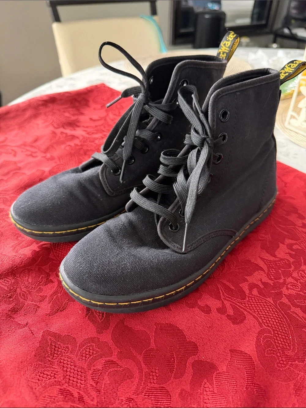 Women’s Black Canvas Lace-Up Boots